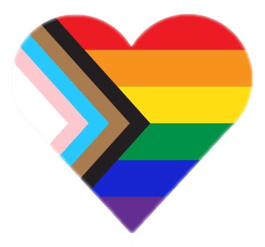 Cœur avec le drapeau lesbien, gay, bi et trans